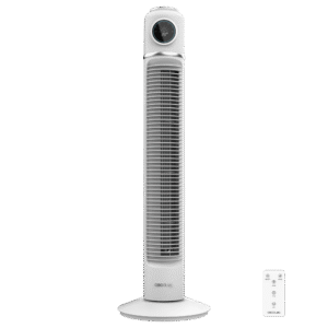 EnergySilence 1090 Skyline Retro Smart White Ventilateur colonne de 32" et 40 W, écran LED, contrôle tactile et à distance, minuterie jusqu'à 12 heures et oscillation.Ventilateur colonne