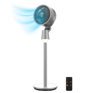 EnergySilence 1500 Cyclone Chantal Circulateur d'air sur pied de 50 W avec 8 vitesses, oscillation automatique, contrôle tactile, écran LED, minuterie jusqu'à 12 heures et lumière LED intégrée.Circulateur d'air sur pied