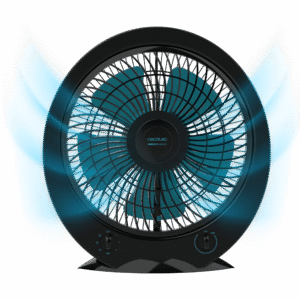 EnergySilence 4500 Power Box Noir Ventilateur de sol de 45 W, 12 pouces, 3 vitesses, minuterie, silencieux, facile à utiliser et sécurité maximale.ventilateur de sol