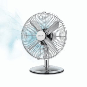 Ventilateur de bureau EnergySilence 620 RetroDesk avec 40 W et finition en acier, 12 pouces, 3 vitesses, oscillation, silencieux, hauteur réglable, 4 pales et sécurité maximale.ventilateur de table
