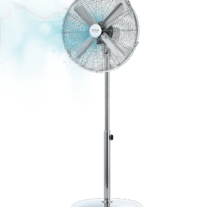 Ventilateur de sol EnergySilence 620 Retrostyle avec 50 W et finition chromée, 16 pouces, 3 vitesses, oscillation, silencieux, hauteur réglable, 4 pales et sécurité maximale.Ventilateur au sol