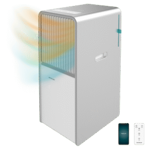 ForceClima 12850 Style Heating Connected Climatiseur portatif de 12000 BTU avec pompe à chaleur pour une utilisation tout au long de l'année, Wi-Fi, panneau tactile et télécommande pour un confort total.Climatisation portative