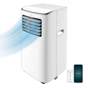 Climatiseur portable ForceClima 7500 Connected 7000 BTU. Avec la technologie Soundless pour un fonctionnement plus silencieux. Contrôle Wifi, écran tactile et télécommande.Climatiseur mobile portable silencieux