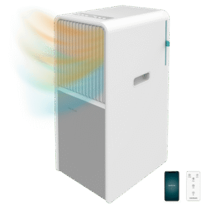 ForceClima 9550 Style Heating Connected Climatiseur portatif de 9000 BTU avec pompe à chaleur pour une utilisation tout au long de l'année, Wi-Fi, panneau tactile et télécommande pour un confort total.Climatisation portative