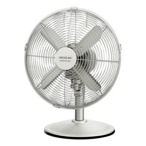 Ventilateur de table EnergySilence 570 SteelDesk. 4 pales, oscillant 3 vitesses, moteur en cuivre, finition métallique, 45 WVentilateur de table