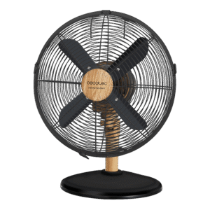 Ventilateur de bureau EnergySilence 600 WoodDesk avec 40 W et finition couleur bois, 12 pouces, 3 vitesses, oscillation, silencieux, hauteur réglable, 4 pales et sécurité maximale.ventilateur de table
