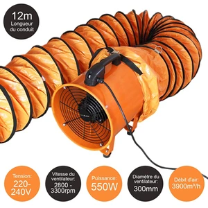 VENTILATEUR MonsterShop Ventilateur Industriel 300mm 550W avec conduit de 12m VENTILATEUR MonsterShop Ventilateur Industriel 300mm 550W avec conduit de 12m