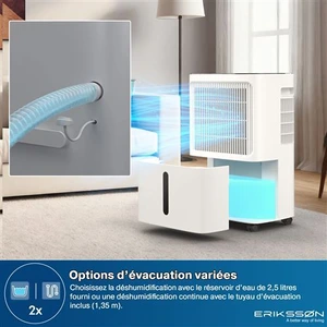 DÉSHUMIDIFICATEUR Erikssøn Déshumidificateur – Dry Pro Plus – Blanc – Déshumidifie jusqu’à 16 litres par jour – Salon, Salle de bain, Chambre DÉSHUMIDIFICATEUR Erikssøn Déshumidificateur - Dry Pro Plus - Blanc - Déshumidifie jusqu'à 16 litres par jour - Salon, Salle de bain, Chambre