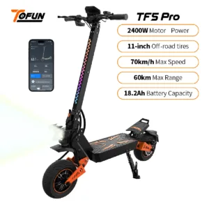 TOFUN TF5pro trottinette adulte 2400W Moteur, 11" tout-terrain,60km/h, Maximale 60km