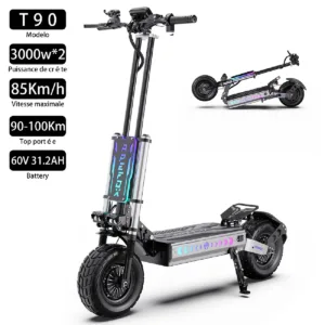Trottinette électrique Pliable APEFOX T90 3000Wx2 Moteur 60V 31.2AH Portée Max 100Km Noir