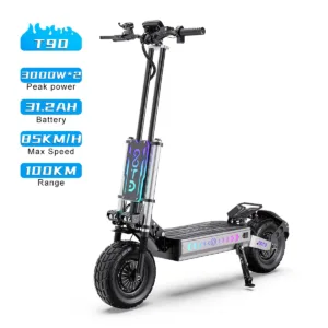 Trottinette Électrique OOTD T90 Pliable, 60V 31.2Ah, Moteur 3000W*2, Autonomie 100Km ,Noir