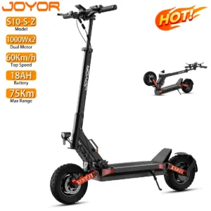 Trottinette électrique Pliable Joyor S10-S-Z 2x 1000W Moteur 60V 18AH Max Autonomie 75Km Noir